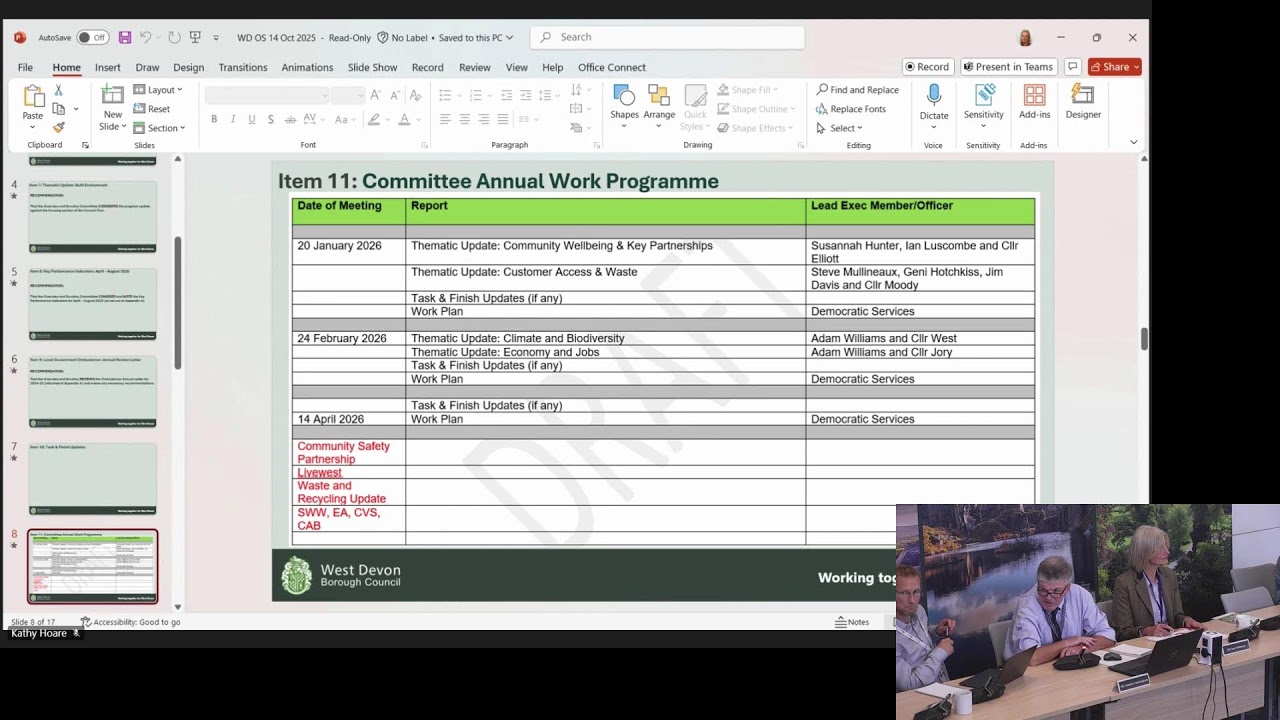 West Devon Overview and Scrutiny Committee - 14th October 2025