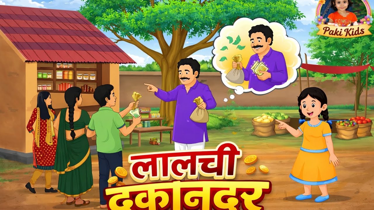 ll Lalchi dukandar ll लालची दुकानदार popular Hindi story #explore #cartoon #moralstories #mr