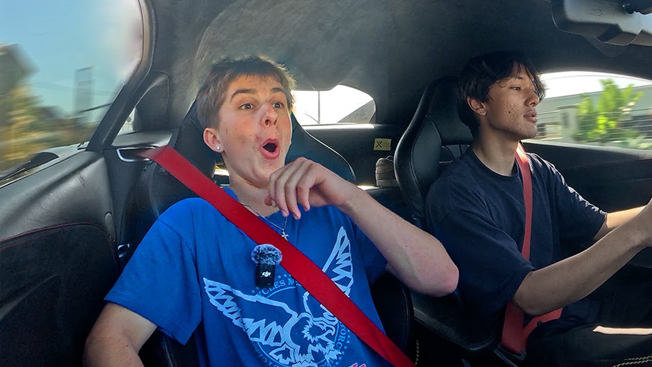 Picking up My Friend at School in a SUPERCAR… and letting him drive