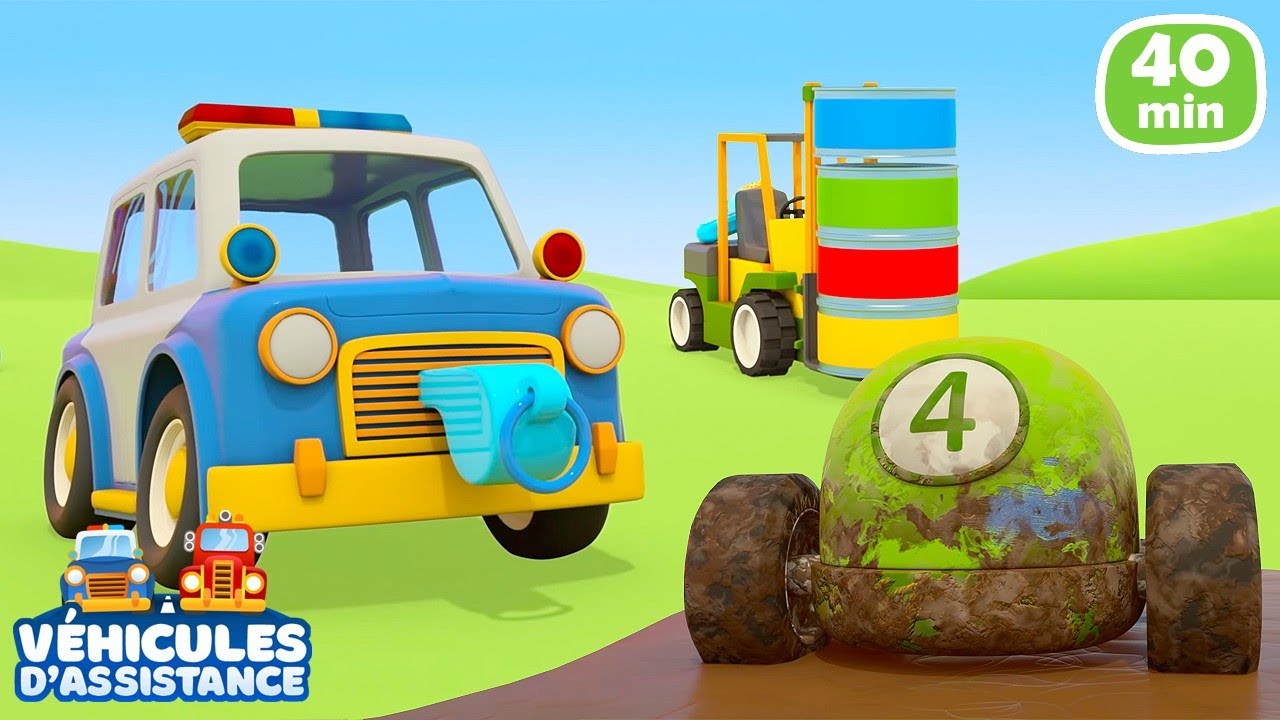 La voiture de police 🚓 vient à l'aide ! Dessin animé pour enfants sur les véhicules d'assistance