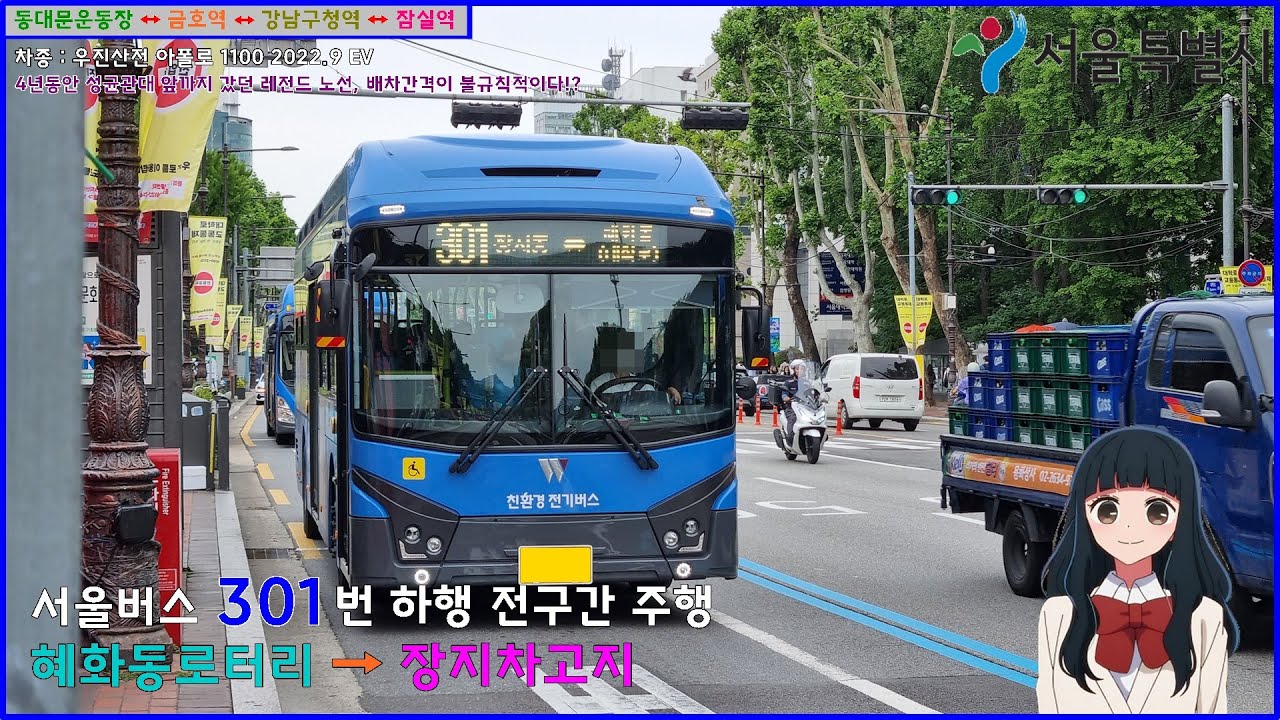 [버스 주행영상] 서울버스 301번 / 혜화동로터리 → 서울버스종점 간 주행영상