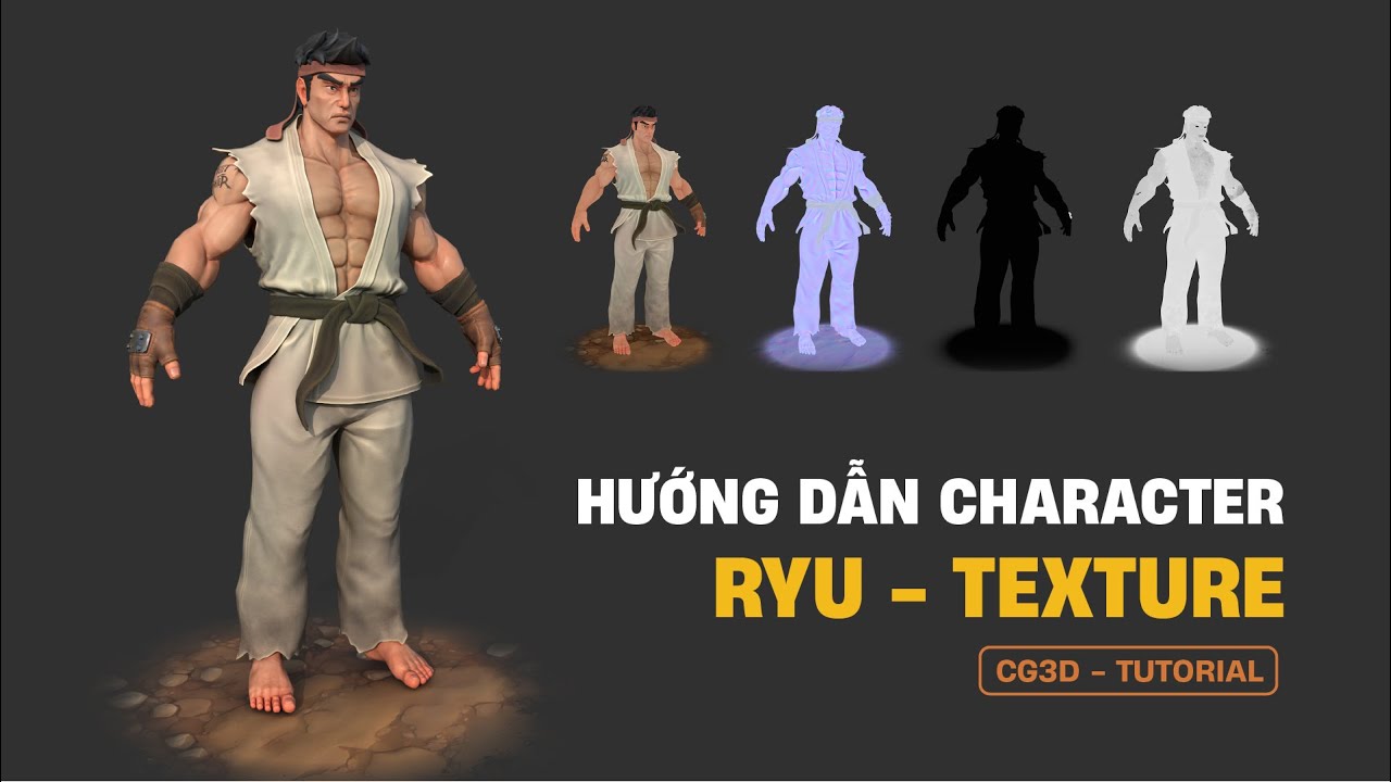 Tự học dựng nhân vật 3D Ryu (Street Fighter) | PART 12 | Texture Base | CG3D TUTORIAL 