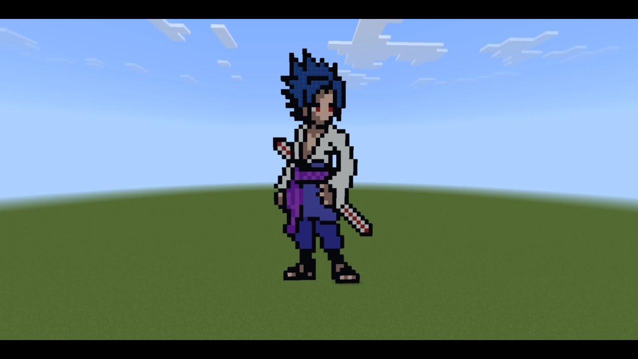 SASUKE PIXEL ART IN MINECRAFT