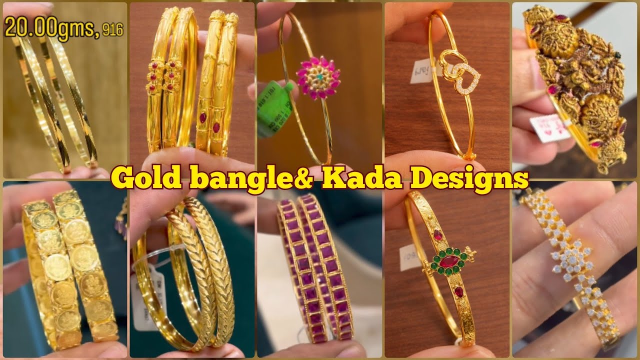 💛ಹೊಸ ಗೋಲ್ಡ್ ಕಡಾ ಮತ್ತು ಬಳೆಗಳ ಡಿಸೈನ್ಸ್ 👆/Daily wear plain bangle stone ruby and coin bangle