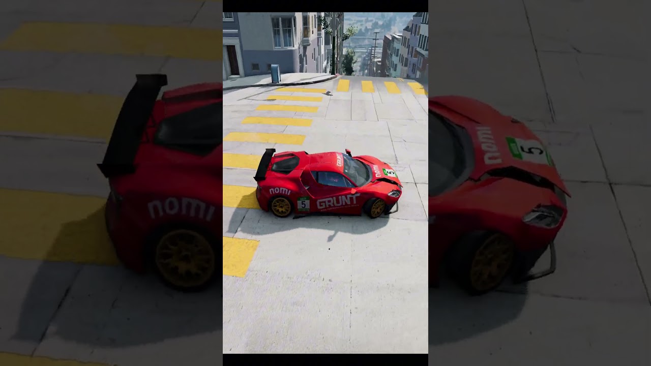 Mind Blowing Red Sports Car Stunts Caught On Camera #beamngdrivefun