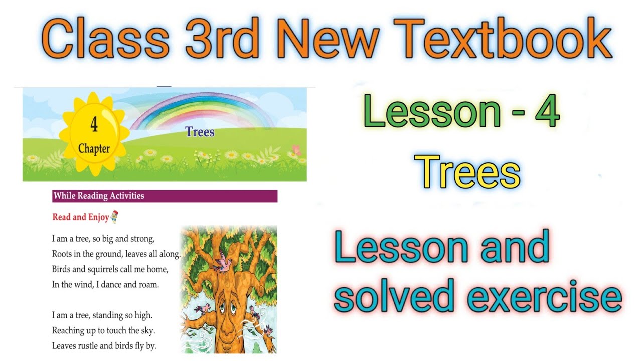 3rd class English || lesson 4 || trees || pseb || theme 3 Punjab excerise new text book english