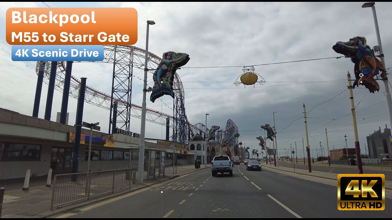 Into Blackpool From The M55 - 4K Scenic Drive - Relaxation Journey