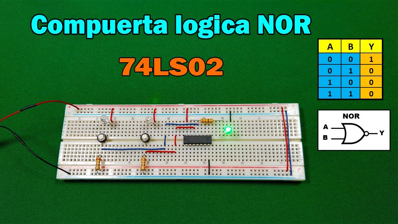 Electrónica digital básica, compuerta lógica NOR, CI 74LS02