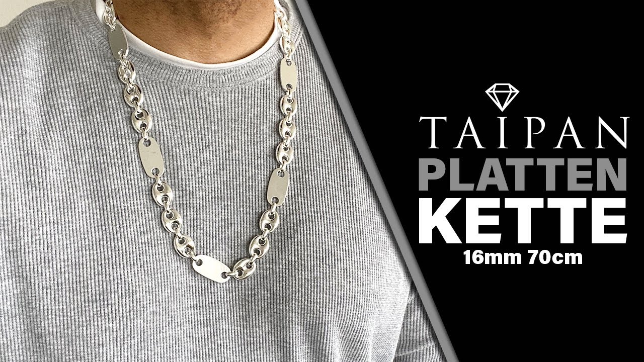 Taipan MEGA Plattenkette Bohnenkette 16mm breit 70cm lang aus 925 Sterling Silber
