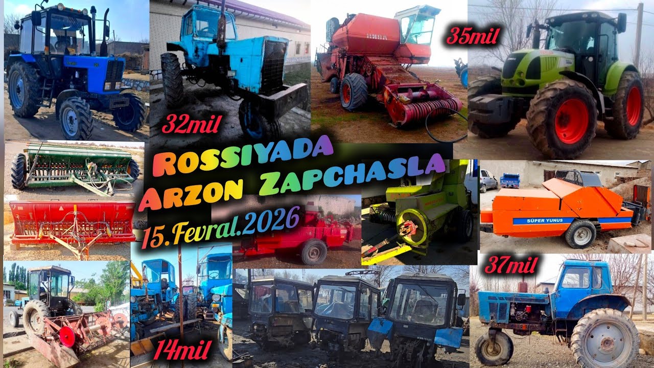 ROSSIYADAN Arzon Zapchasla 15.Fevral.2026 Belarus 82 T28 Jatka Claas Arzon-630 Niva Kombayn Seyelka.