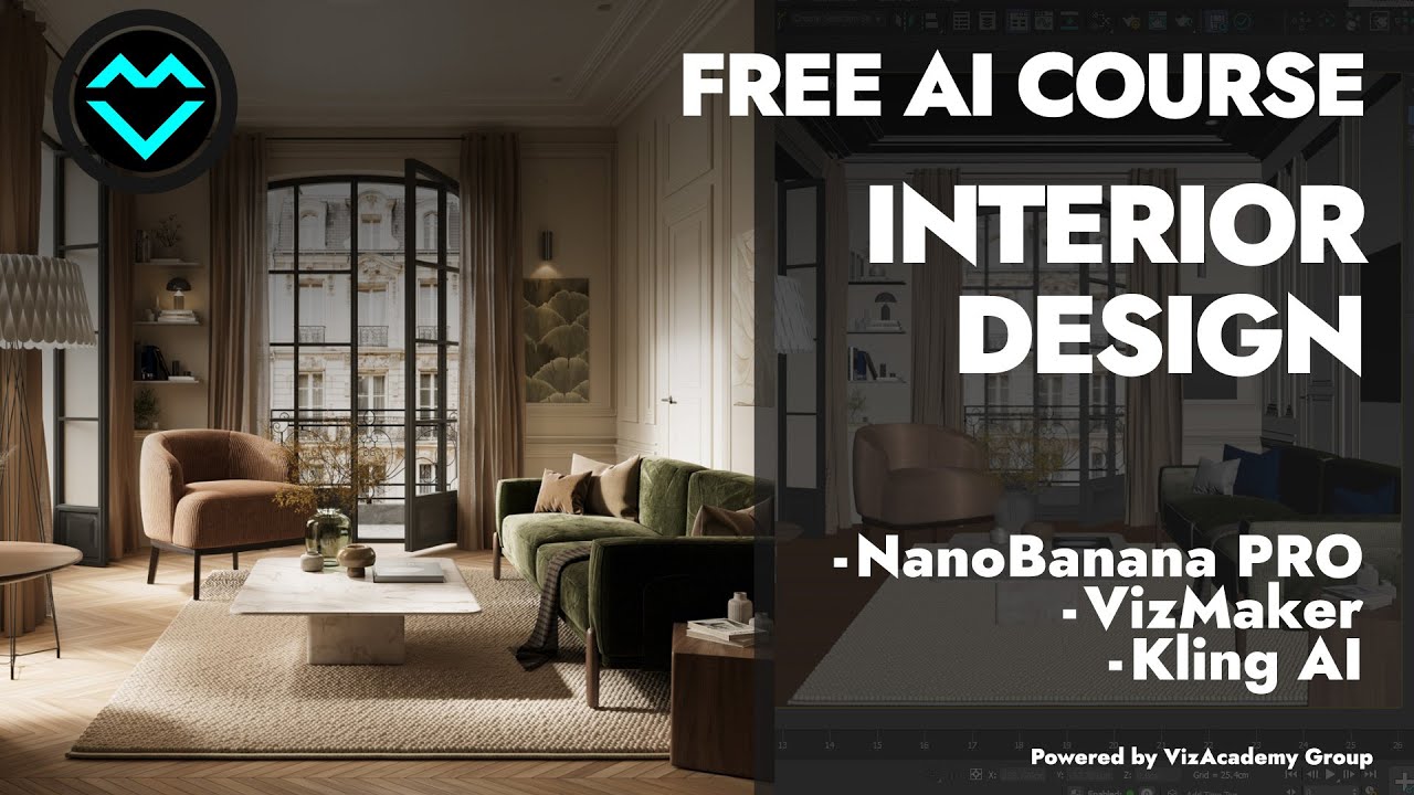 1/8 - Бесплатный мини-курс VizMaker - Интерьер - AI NanoBanana PRO, Flux и многое другое