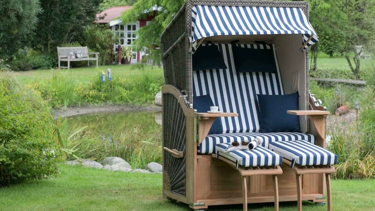Seeblick 2-Sitzer Strandkorb Mahagoni/Teak – Komfort & Stil | Mr. Deko