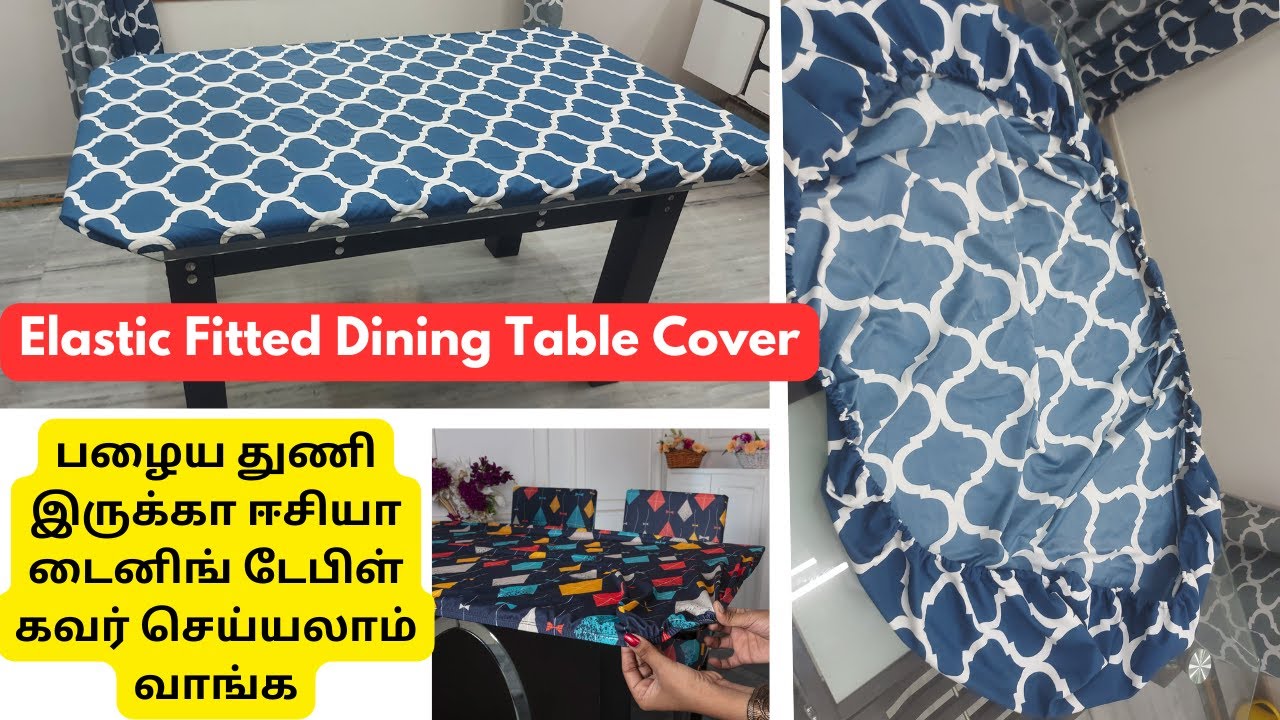 Fitted Dining Table Cover Reuse Old Fabrics Dining Table Cover Stitching Elastic Dining Table Cover