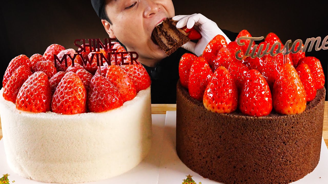Торт для двоих, белый шоколад и суши Чосаенг Мукбанг~!! Реальный звук АСМР