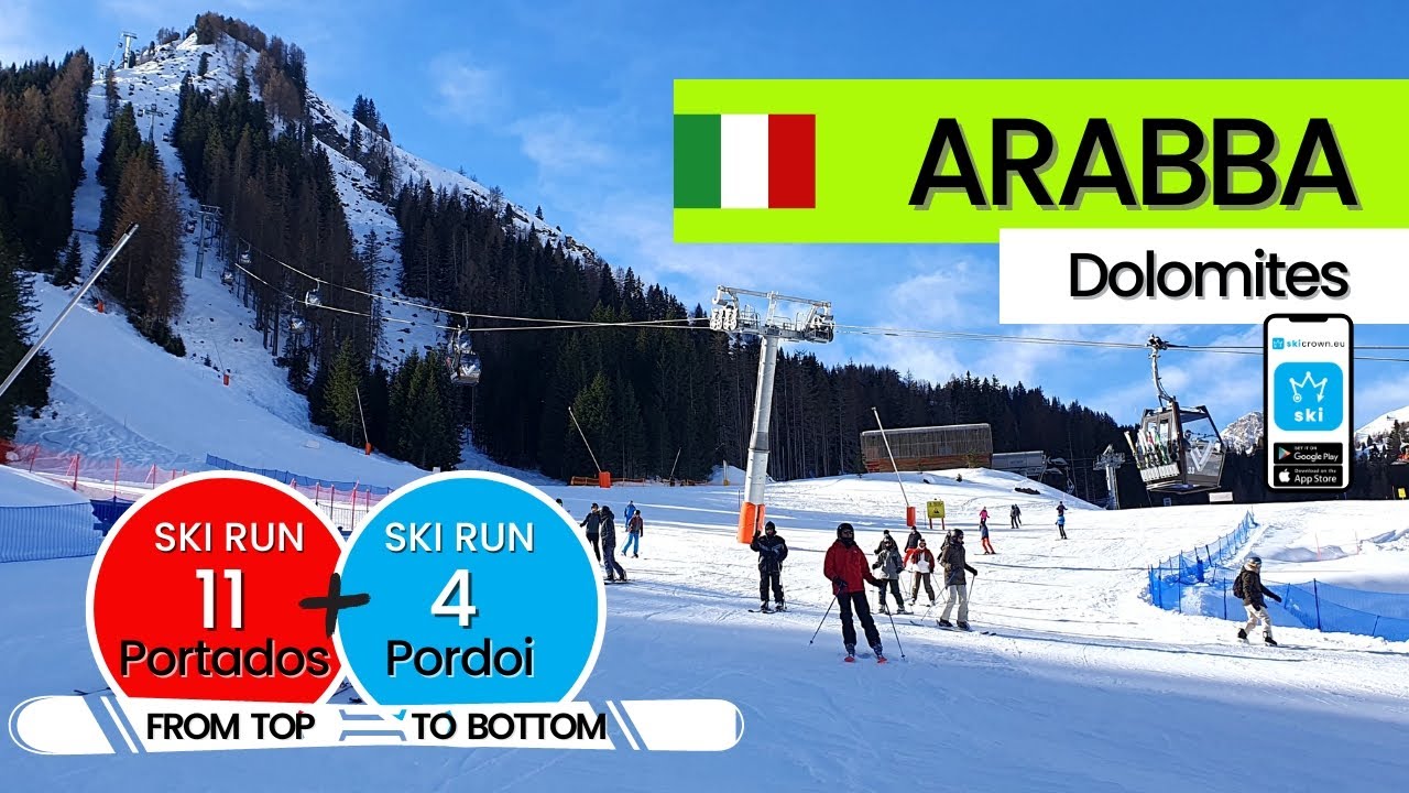 Arabba Italy / ski run 11+4 - Portados + Pordoi, from top to bottom