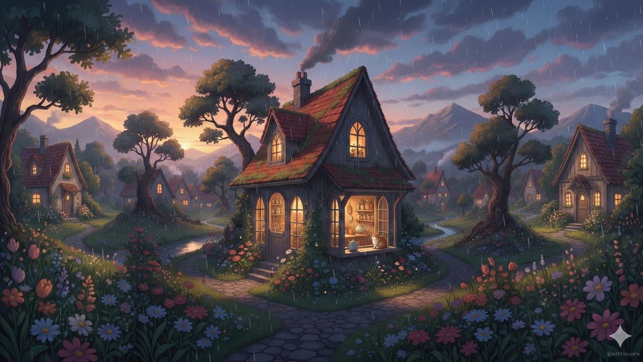 A Peaceful Family Cooking Evening 🌧️🍲 | Cozy Ghibli ASMR | Relaxing Rain Kitchen Ambience