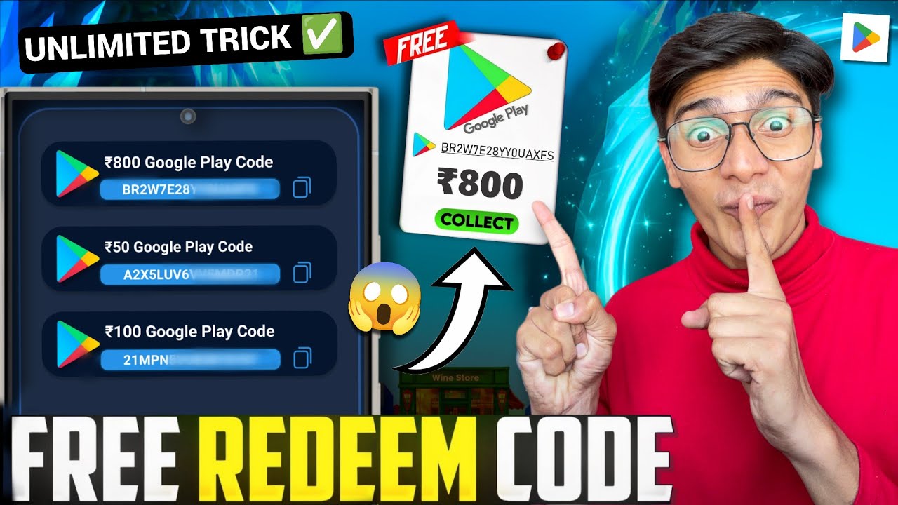 GET FREE ₹800 REDEEM CODE INSTANT | REDEEM CODE FREE |HOW TO GET GOOGLE PLAY STORE REDEEM CODES FREE