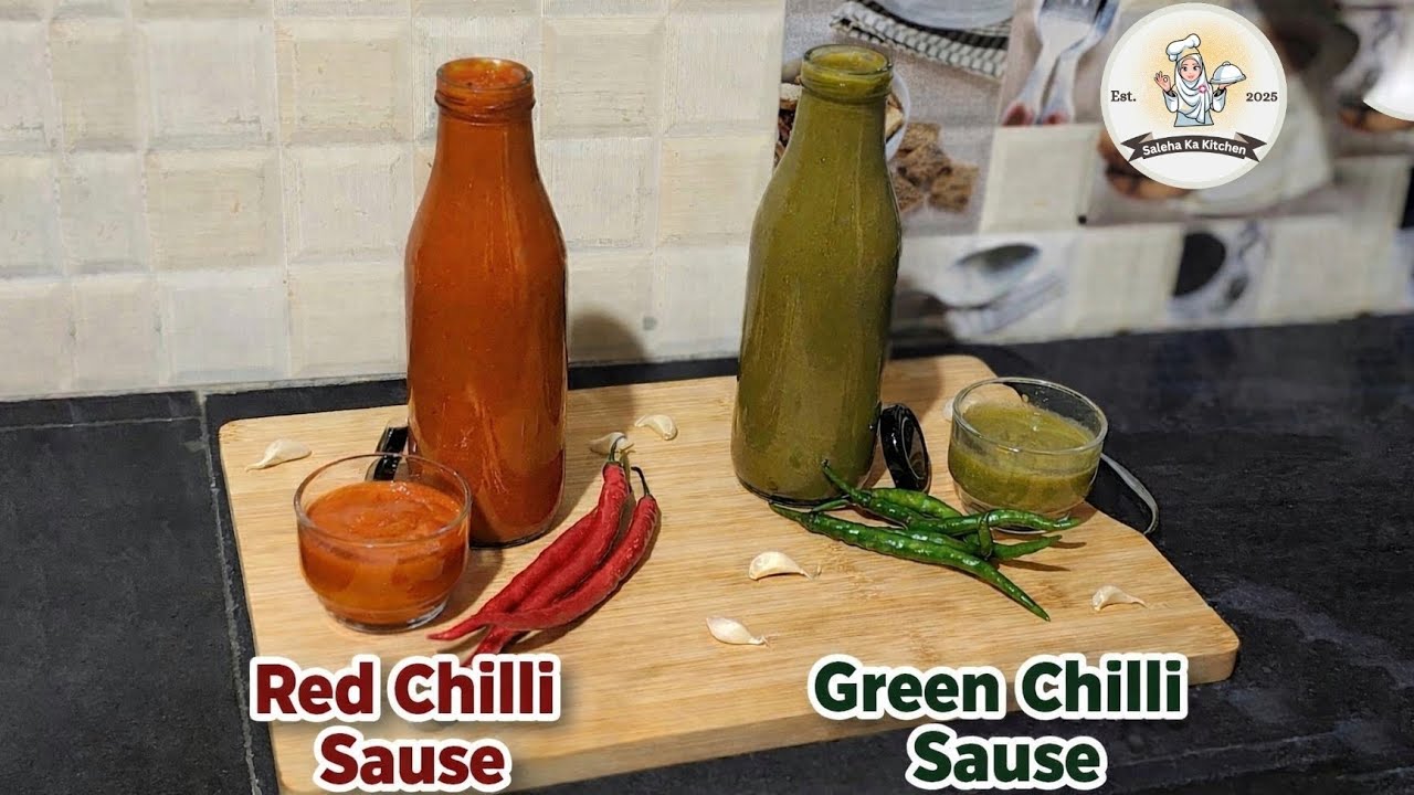 2-in-1 Chilli Sause Recipe 🌶️ | Red & Green Chilli Sause at Home