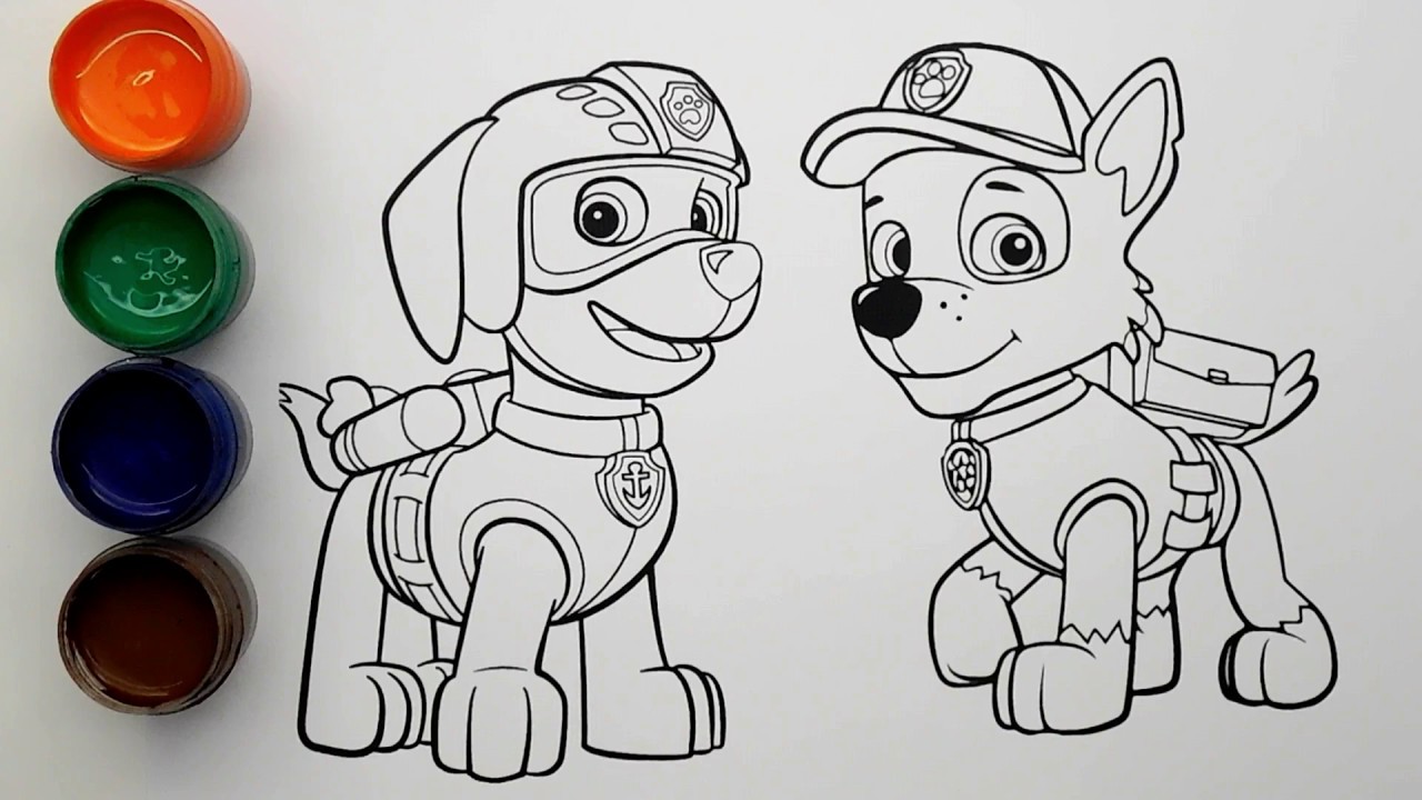 Щенячий Патруль Зума и Рокки Раскраска Для Детей Paw Patrol Zuma Rocky Coloring For Kids