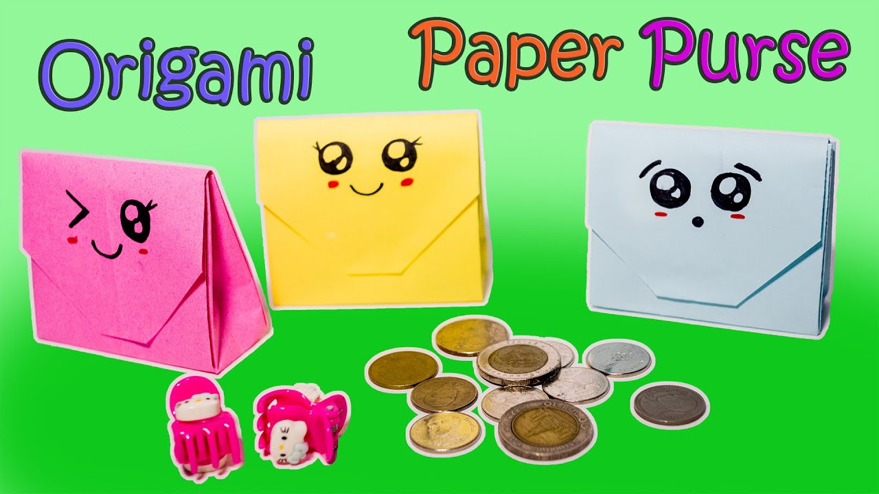 Origami Paper Purse / DIY mini paper purse - พับกระเป๋าใส่เหรียญกระดาษ/พับกระเป๋าตังค์กระดาษ