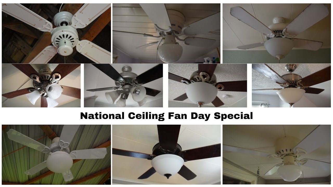 National Ceiling Fan Day Special 2019; Tour of the 11 Fans in my House! (All Speeds + Spindown)