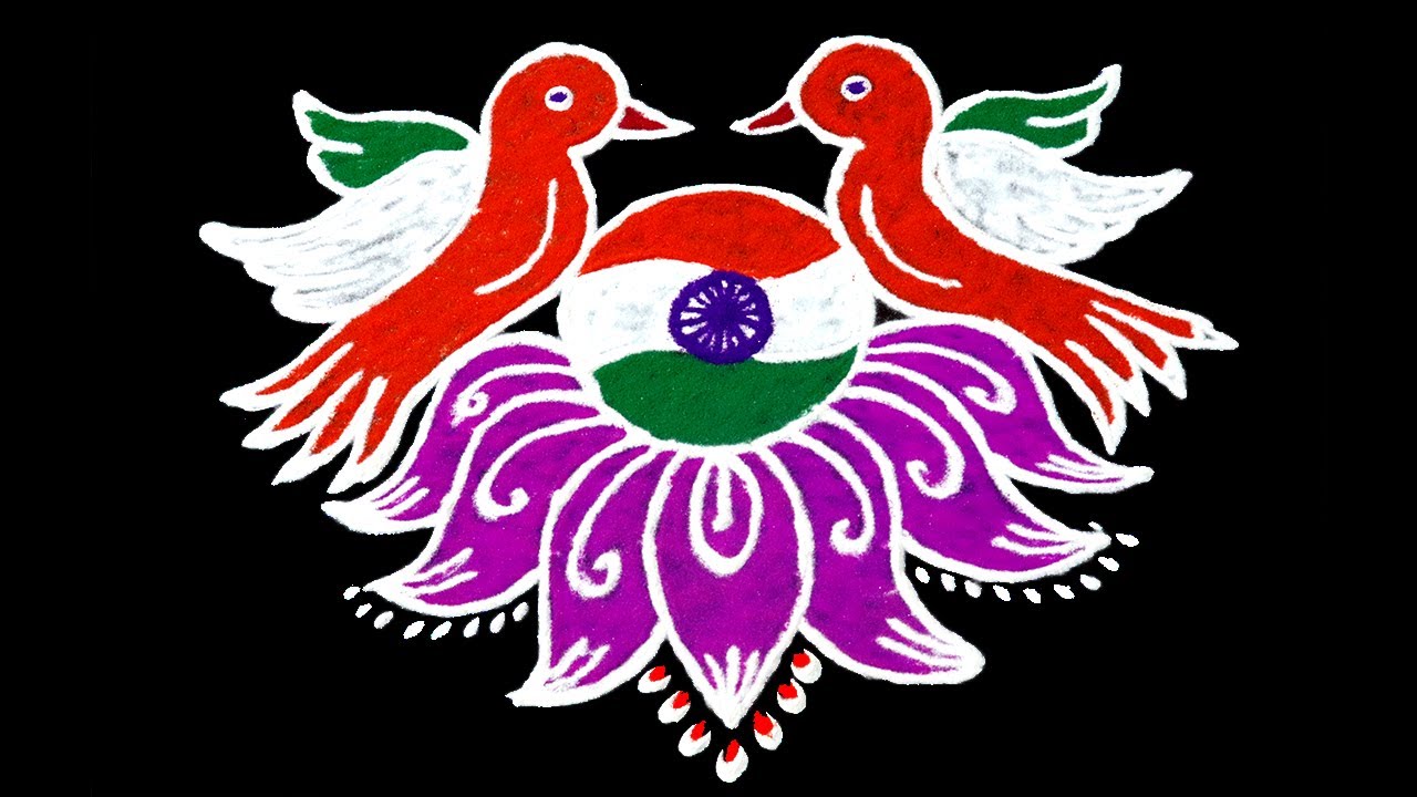 Republic Day Rangoli 2020 || 5x3 Middle Dots Flag Kolam || Republic Day Special Rangoli With Dots