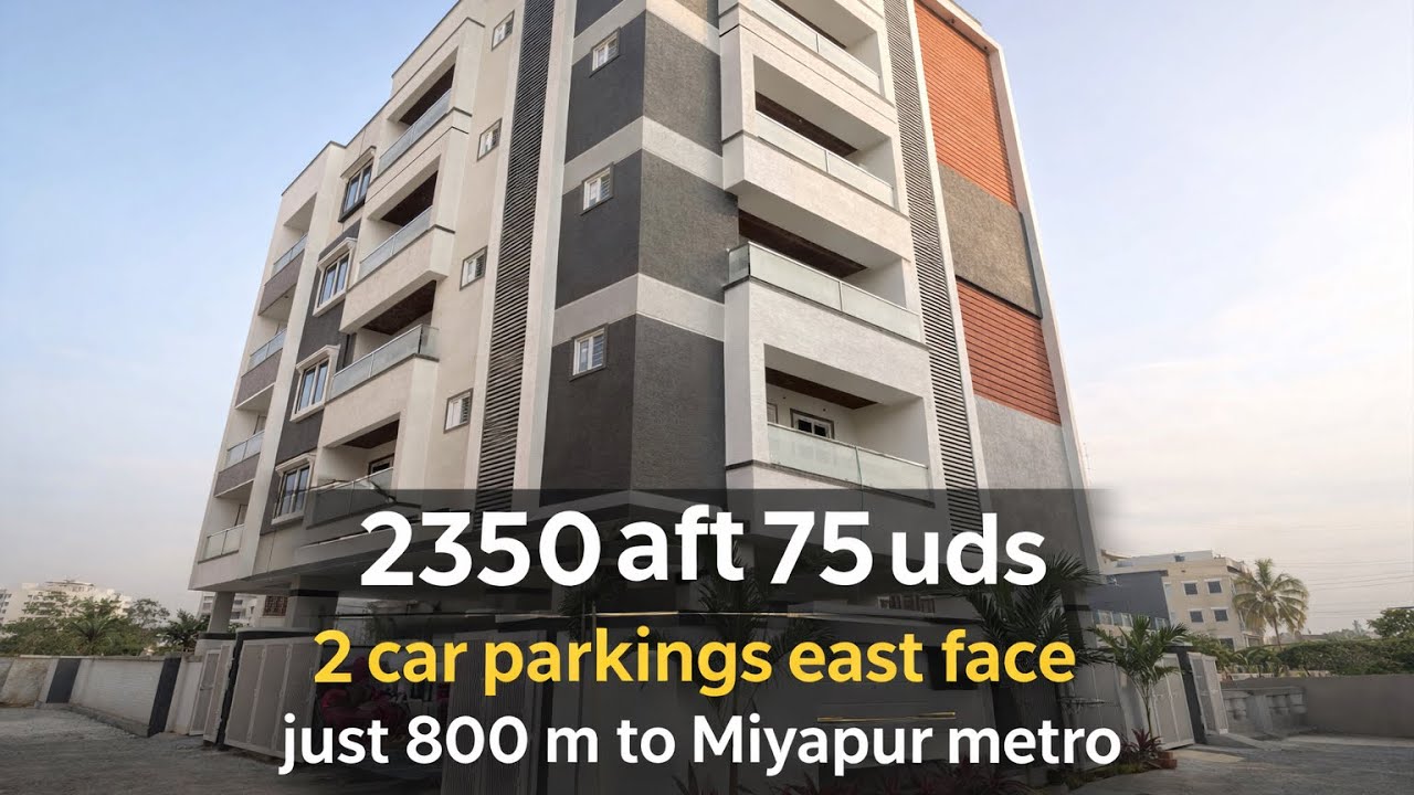 2350 SFT Premium 3BHK | 75 UDS | East Facing | GHMC Approved | 800m to Miyapur Metro