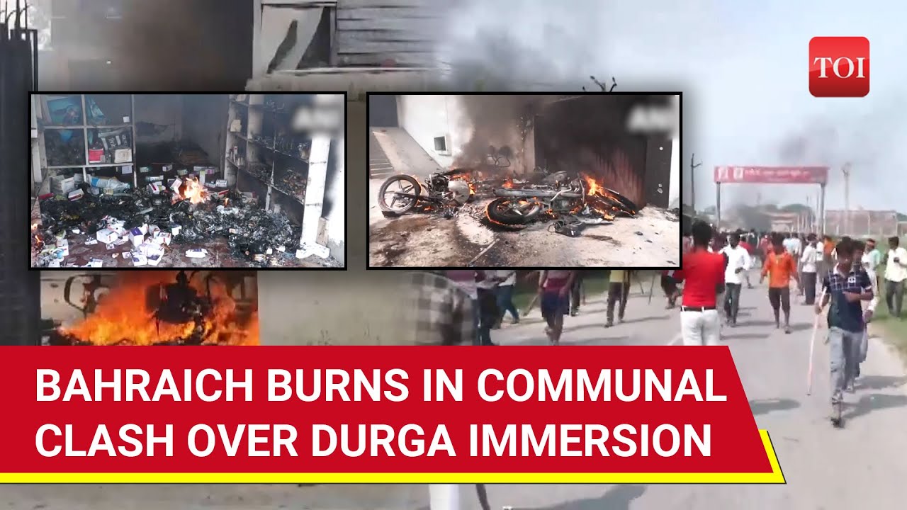 UP: Angry Mob Torches Hospital After Communal Clash Over Durga Idol Immersion Kills One | Watch