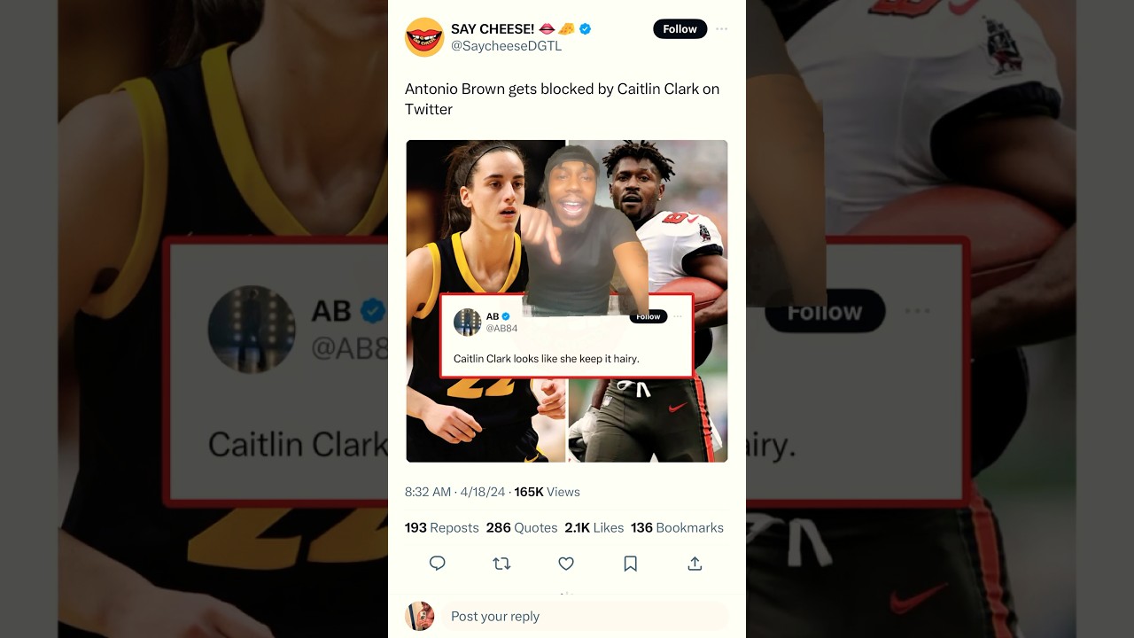 Antonio Brown gets blocked by Caitlin Clark on Twitter