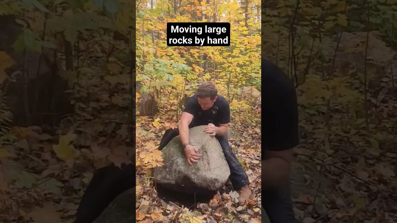 Moving large rocks by hand #rocks #boulder #granite #muskoka #cottagelife #diytips #diy #renos ren