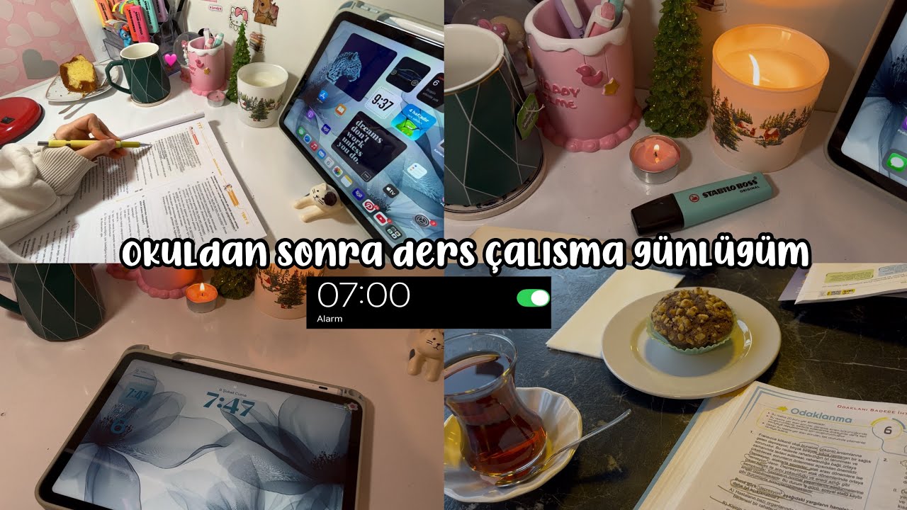 Okuldan sonra ders çalışma günlüğüm 🩷 Yks, lgs, ders vlog, study vlog