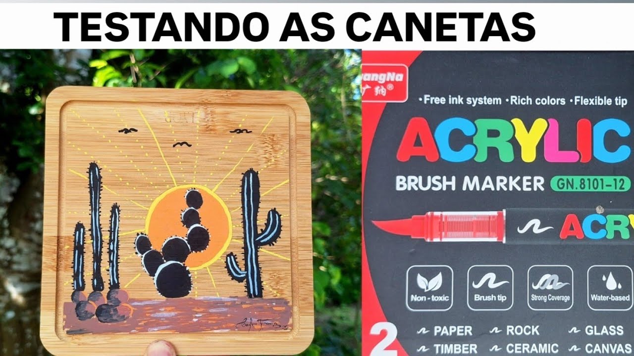 Pintando com as canetas Acrylic - Canetas de tintas acrílicas ponta Brush