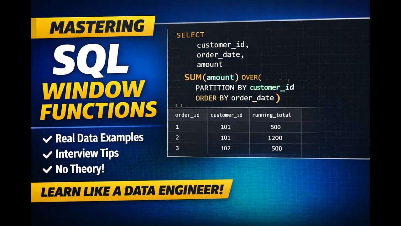 SQL Window Functions Explained | Real-World Examples for Data Engineers