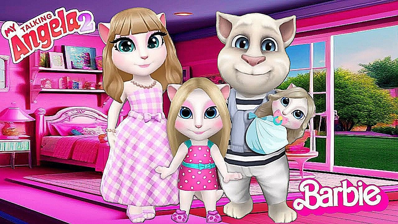 My Talking Angela'm 2 😻  Angela Barbie and Tom Ken With His Doughters | New Update  Cosplay →