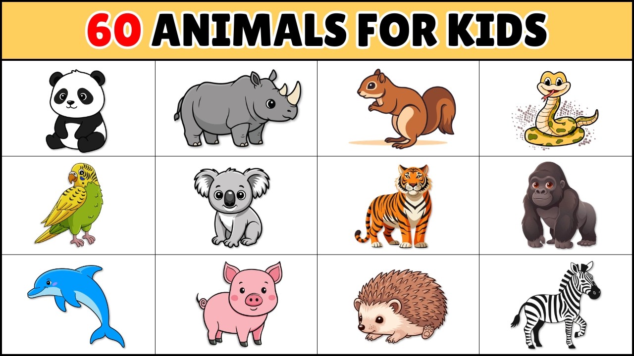 60 Animals for Kids | Learn Animal Names in English 🐾