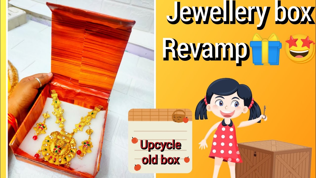 Upcycle Magic: Transform old box into stunning jewellery box 🤩🪄#jewellerybox #wastematerialcraft