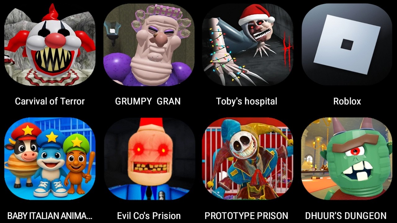 Escape The Carnival of Terror Obby,GRUMPY GRAN,Toby's HOSPITAL,BABY BRAINROTS FAMILY PRISON...