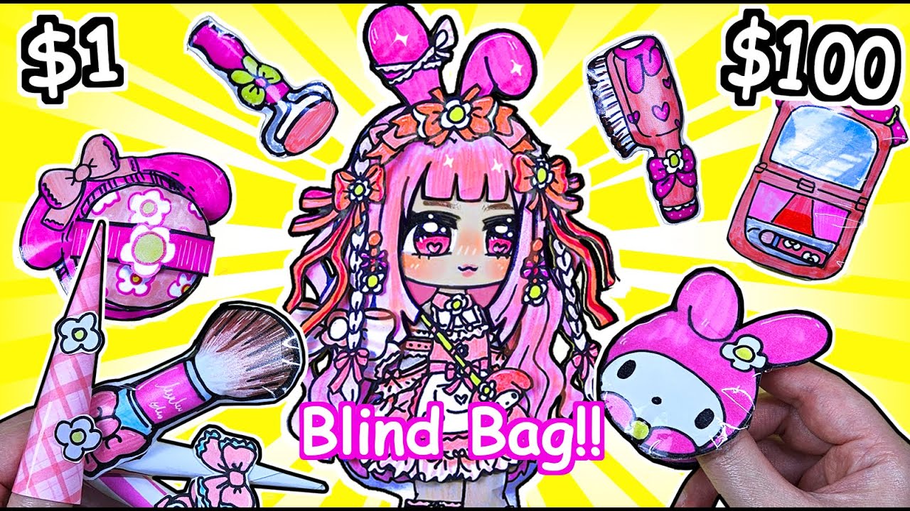 Paper Diy✨️$1 VS $100 Blind Bag | Gacha Meets My Melody: DIY Skincare Tutorial #paperdiy #makeup