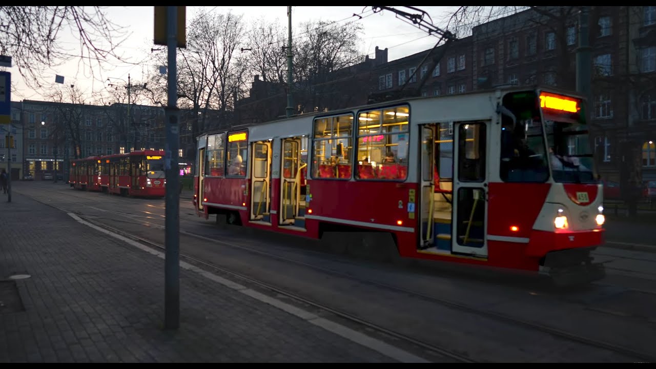 Poland, Bytom, tram 17 ride from Plac Sikorskiego Łagiewniki Targowisko