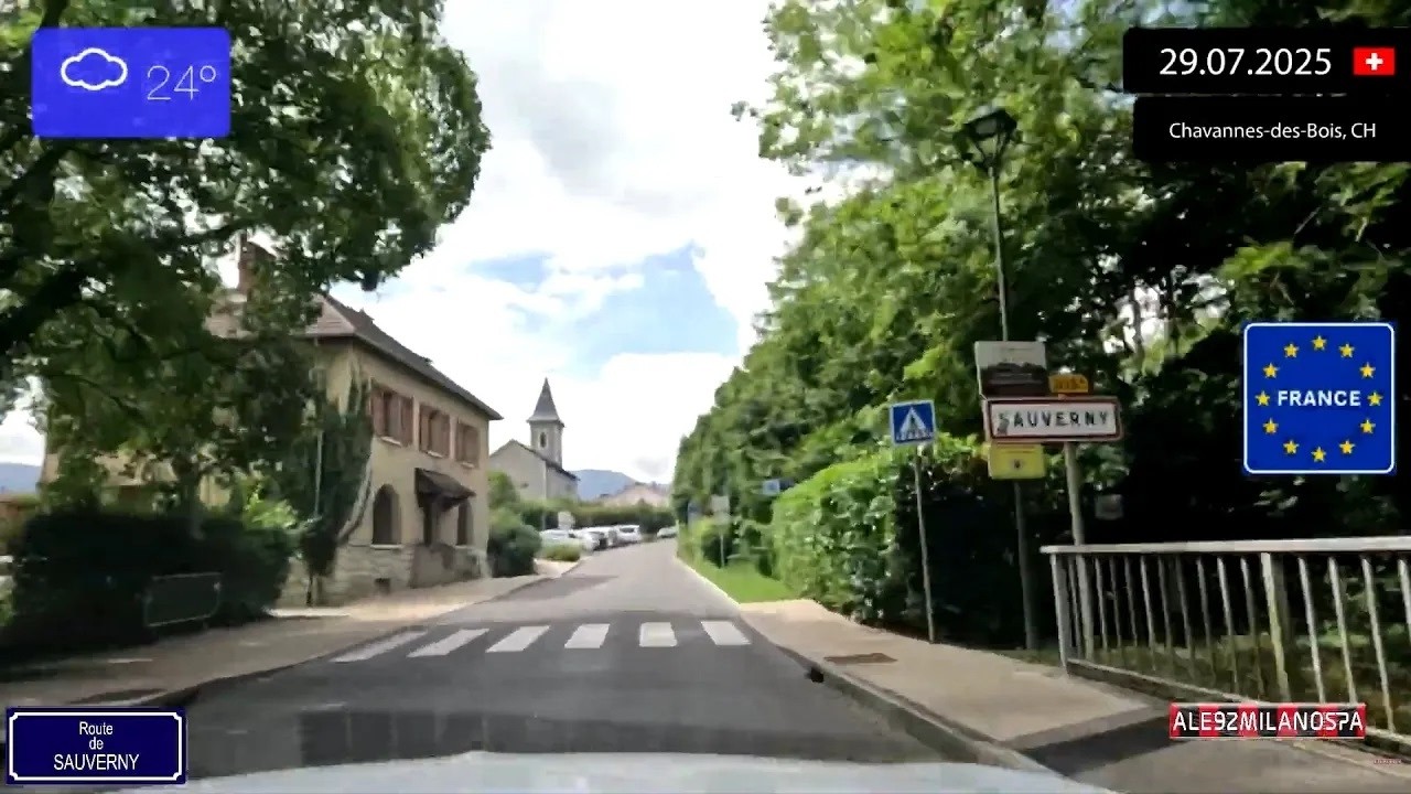 Driving from Nyon (Switzerland) to S&eacute;gny (France) 27.07.2025 Timelapse x4