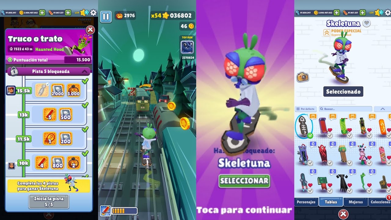 Unlocking new bord Skeletuna SUBWAY SURFERS HAUNTED HOOD TRICK OR TREAT 2024
