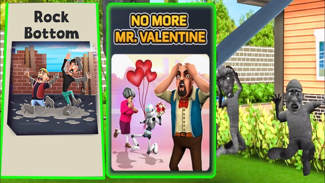 Scary Robber Home Clash - Yikes&rsquo;s It Valentine, Rock Bottom vs Scary Teacher 3D Robo Valentine Level