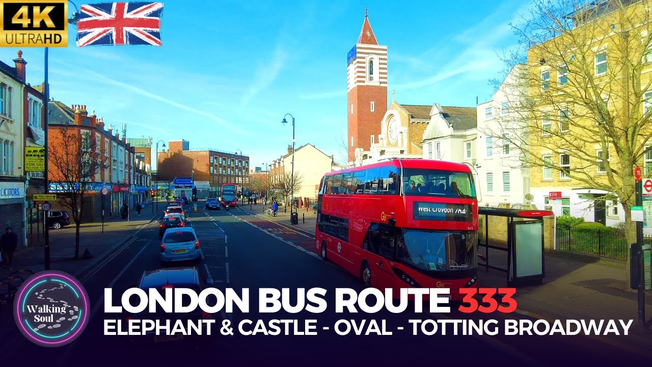 🇬🇧 London Bus Ride 🚍 | Route 333 – from South East to South West London | Sunny Day Ride ☀️ [4K HDR]