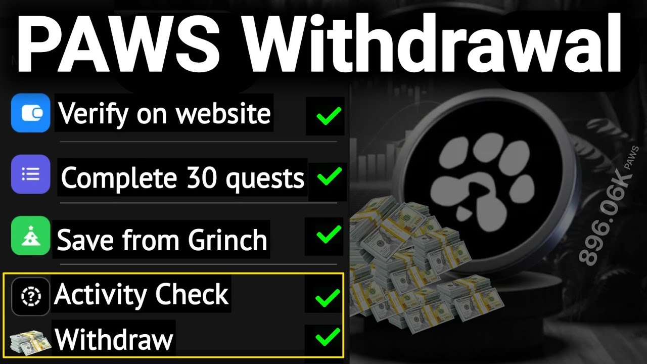 Paws airdrop activity check - Withdraw Paws Tokens