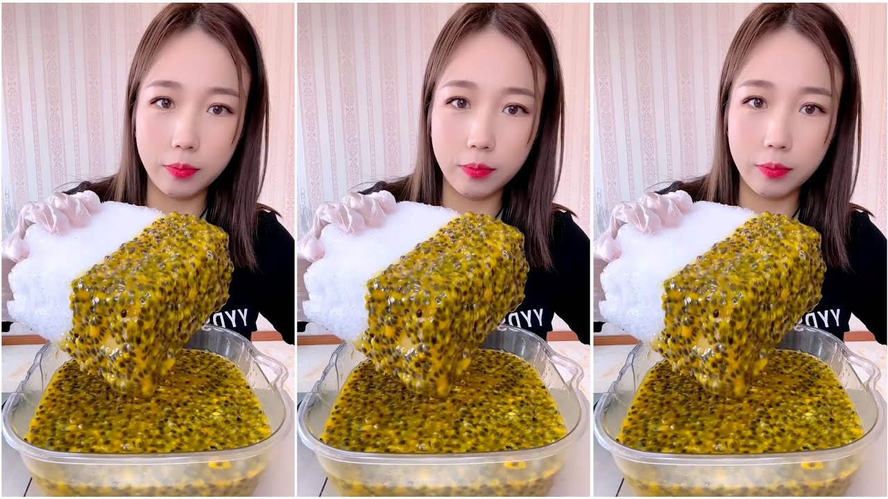 ASMR ICE EATING with PASSION FRUIT | RELAX VIDEO