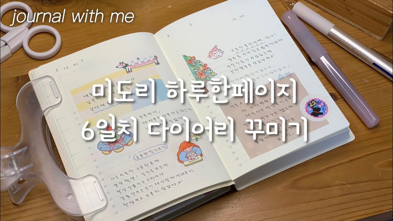6일치 다이어리 꾸미기📝/겨울다꾸/감성다꾸/26년미도리하루한페이지/A6다이어리/같이 일기써요💗