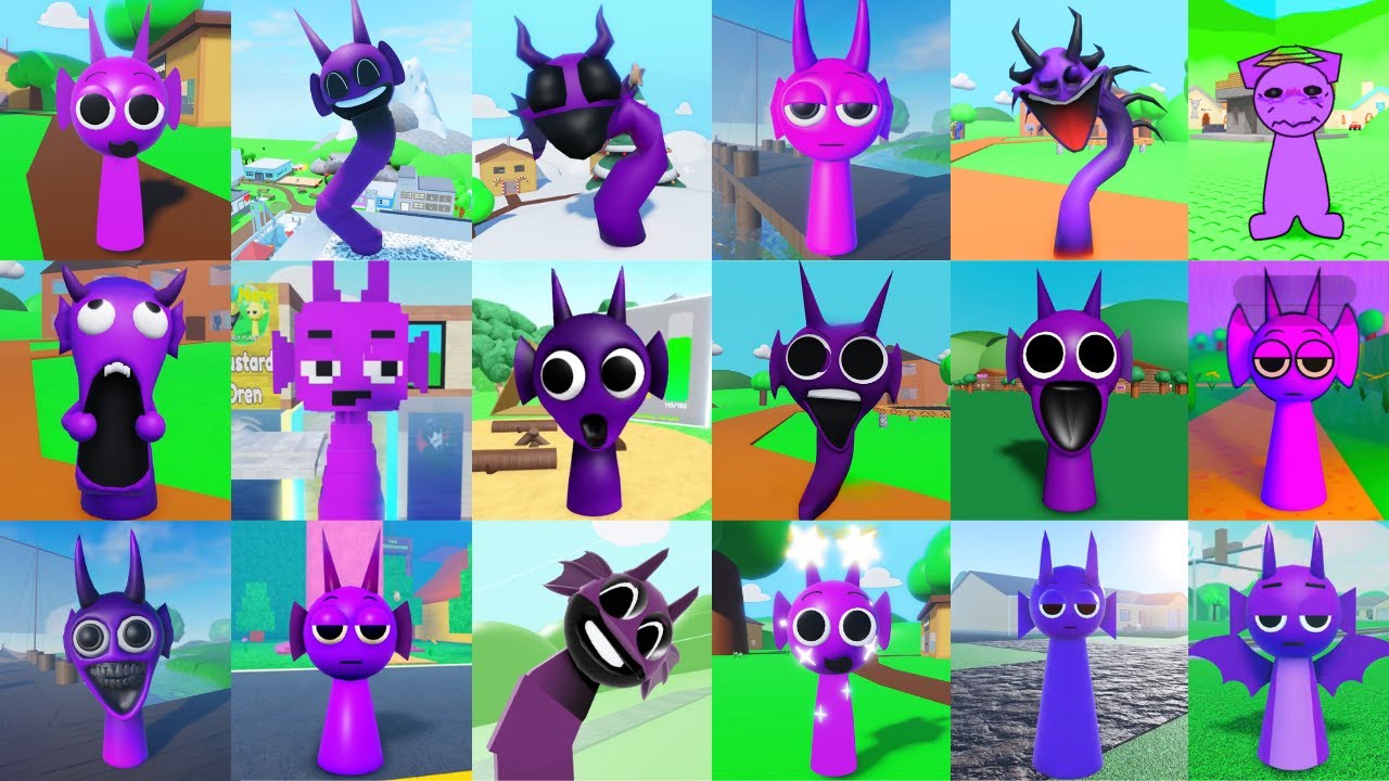 Evolution of Durple + Horror Durple ALL PHASES in Different SPRUNKI Roblox Games