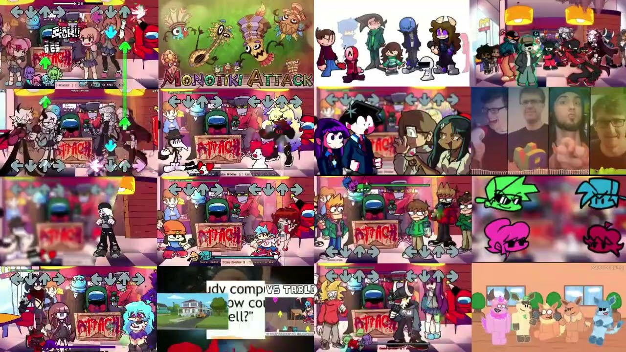 FNF Monotone Attack but it's a 16 Mashup Version