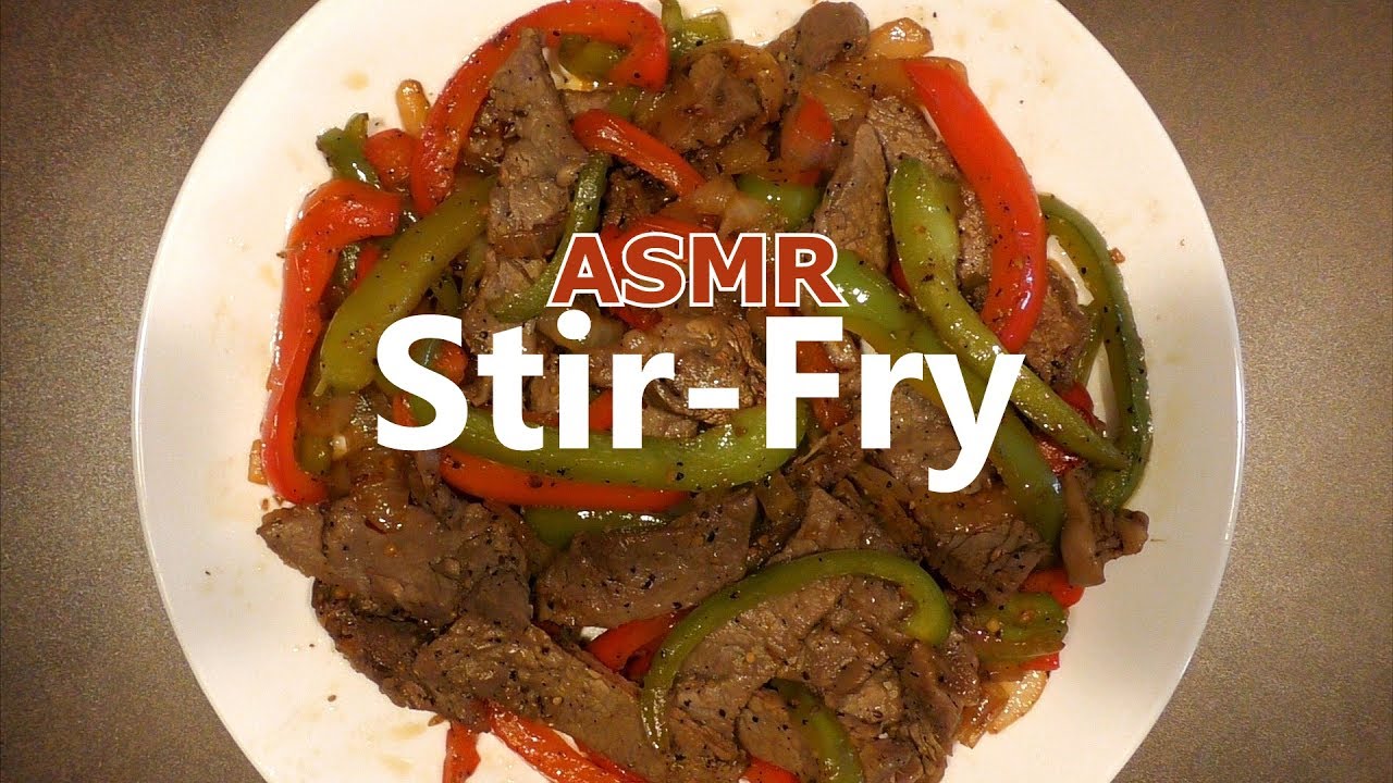ASMR: Eating Stir Fry Pepper Steak over Plate