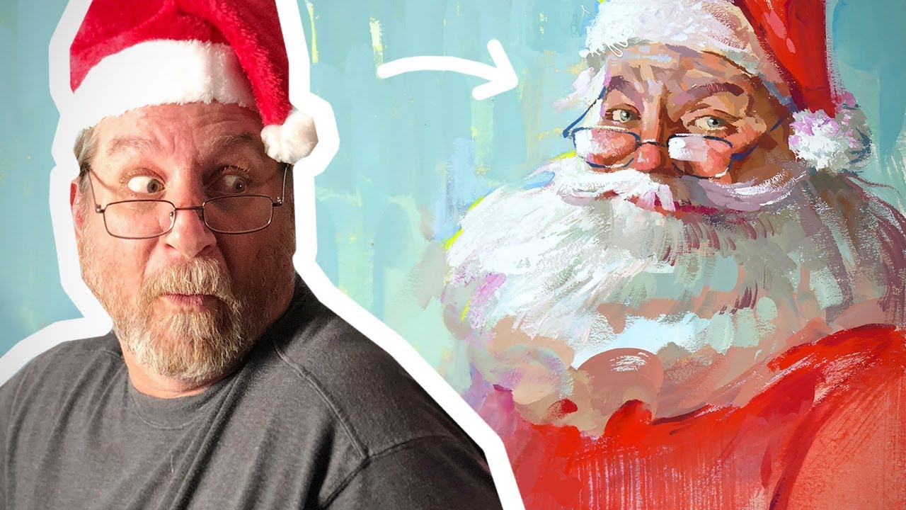 Painting Aaron Blaise as Santa Claus using Gouache
